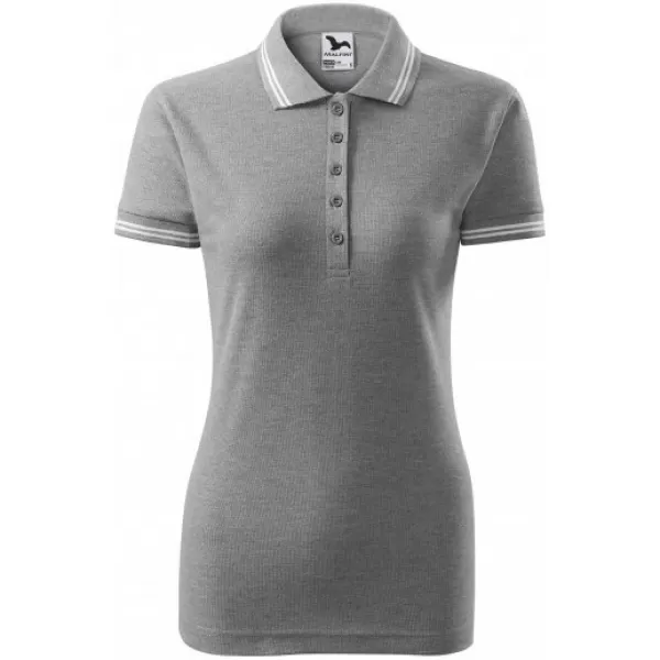 Tricou de damă cu guler MALFINI URBAN 220 EVIDENȚIERI GRI ÎNCHIS 