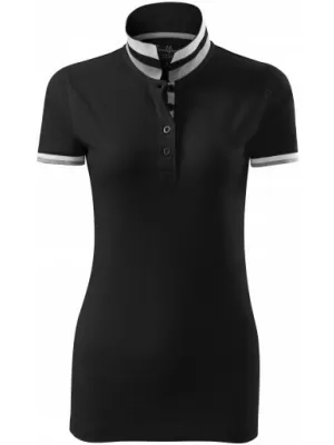 Tricou de damă cu guler MALFINI PREMIUM COLLAR UP 257 NEGRU