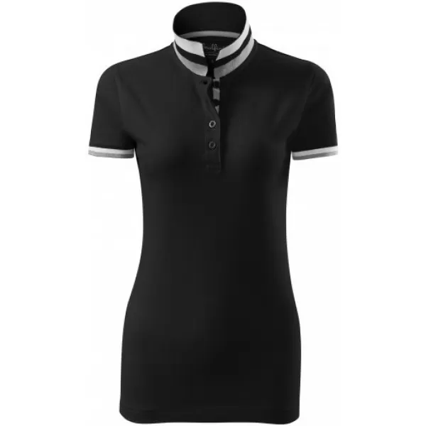  Tricou de damă cu guler MALFINI PREMIUM COLLAR UP 257 NEGRU 