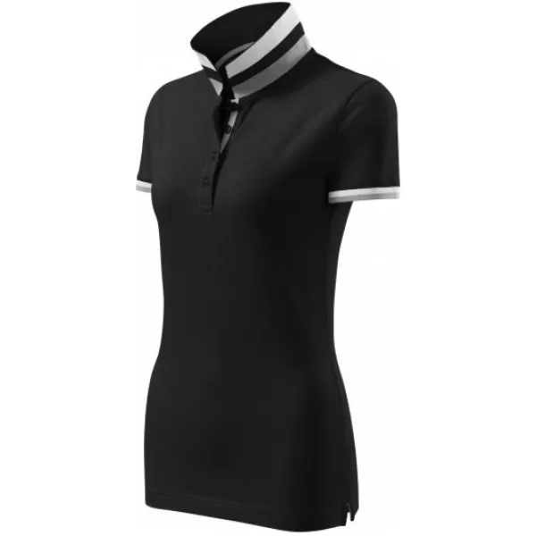  Tricou de damă cu guler MALFINI PREMIUM COLLAR UP 257 NEGRU 