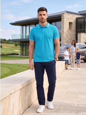 Tricou pentru bărbați cu guler MALFINI URBAN 219 TURCOAZ