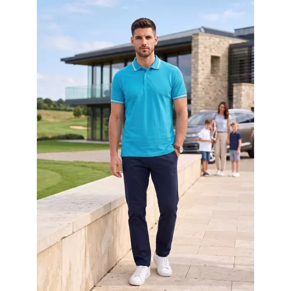 Tricou pentru bărbați cu guler MALFINI URBAN 219 TURCOAZ 