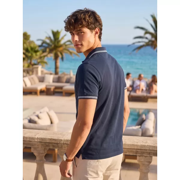  Tricou pentru bărbați cu guler MALFINI URBAN 219 ALBASTRU MARIN 