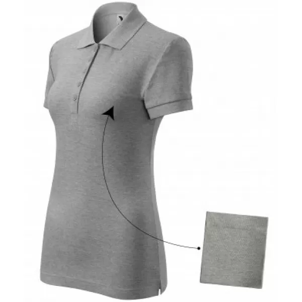  Tricou de damă cu guler MALFINI COTTON 213 EVIDENȚIERI GRI ÎNCHIS 