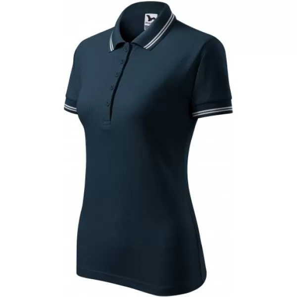  Tricou de damă cu guler MALFINI URBAN 220 ALBASTRU MARIN 