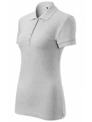 Tricou de damă cu guler MALFINI COTTON 213 EVIDENȚIERI GRI DESCHIS