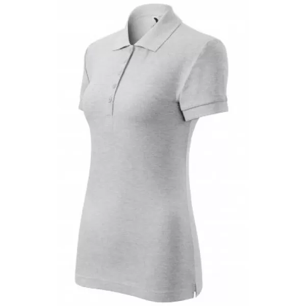 Tricou de damă cu guler MALFINI COTTON 213 EVIDENȚIERI GRI DESCHIS 