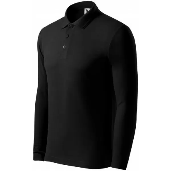  Tricou pentru bărbați cu mâneci lungi și guler MALFINI PIQUE POLO LS 221 NEGRU 