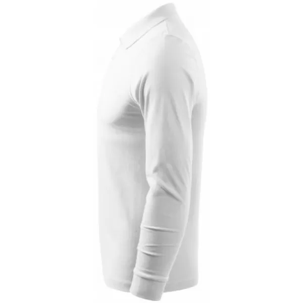  Tricou pentru bărbați cu mâneci lungi și guler MALFINI SINGLE J. LS 211 ALB 