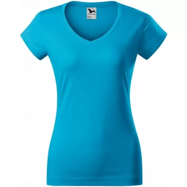  Tricou pentru femei MALFINI FIT V-NECK 162 TURCOAZ 