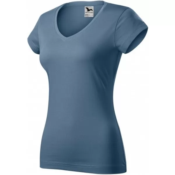  Tricou pentru femei MALFINI FIT V-NECK 162 DENIM 