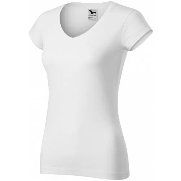  Tricou pentru femei MALFINI FIT V-NECK 162 ALB 