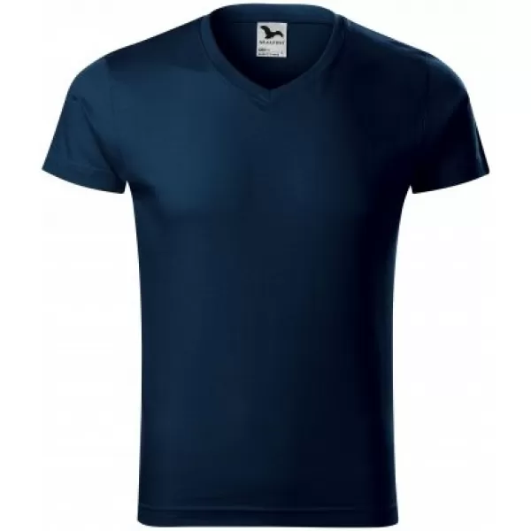  Tricou pentru bărbați MALFINI SLIM FIT V-NECK 146 ALBASTRU MARIN 