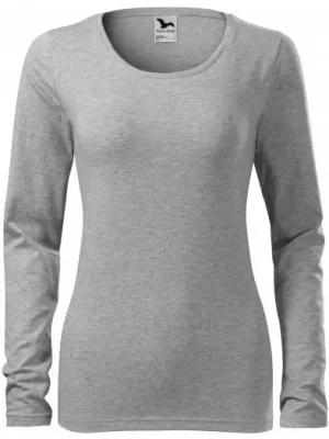 Tricou de damă cu mâneci lungi MALFINI SLIM 139 EVIDENȚIERI GRI ÎNCHIS