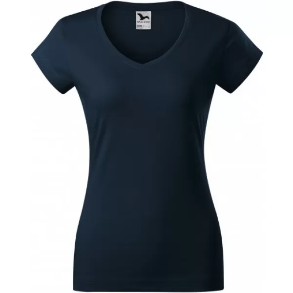  Tricou pentru femei MALFINI FIT V-NECK 162 ALBASTRU MARIN 