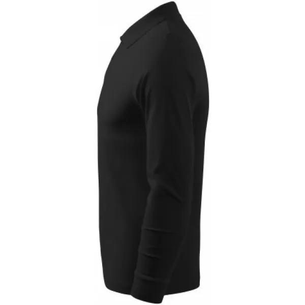 Tricou pentru bărbați cu mâneci lungi și guler MALFINI SINGLE J. LS 211 NEGRU 