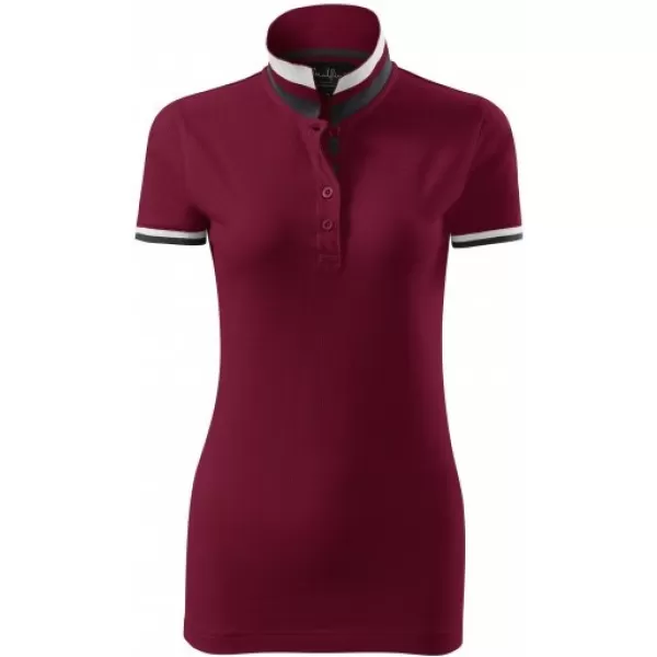  Tricou de damă cu guler MALFINI PREMIUM COLLAR UP 257 GRANAT 