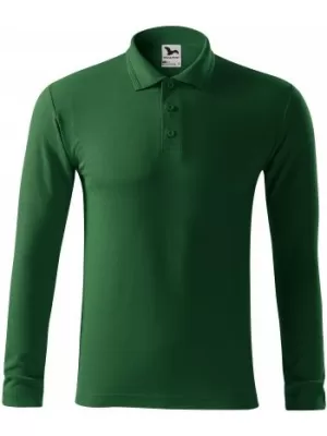 Tricou pentru bărbați cu mâneci lungi și guler MALFINI PIQUE POLO LS 221 VERDE STICLA