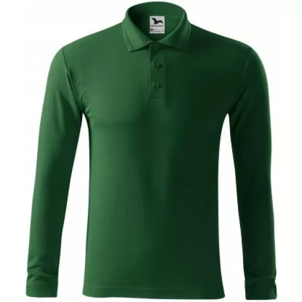  Tricou pentru bărbați cu mâneci lungi și guler MALFINI PIQUE POLO LS 221 VERDE STICLA 