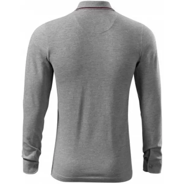  Tricou pentru bărbați cu mâneci lungi și guler MALFINI PREMIUM CONTRAST STRIPE LS 258 EVIDENȚIERI GRI ÎNCHIS 