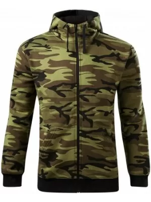 Hanorac pentru bărbați MALFINI CAMO ZIPPER C19 VERDE DE CAMUFLAJ