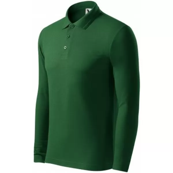  Tricou pentru bărbați cu mâneci lungi și guler MALFINI PIQUE POLO LS 221 VERDE STICLA 