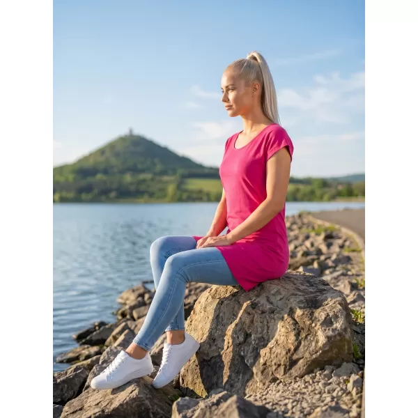  Tricou lung de damă MALFINI LOVE 123 MAGENTA 