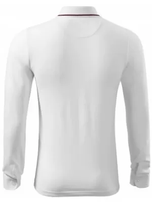 Tricou pentru bărbați cu mâneci lungi și guler MALFINI PREMIUM CONTRAST STRIPE LS 258 ALB