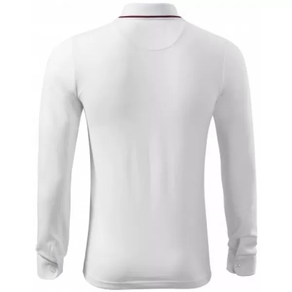  Tricou pentru bărbați cu mâneci lungi și guler MALFINI PREMIUM CONTRAST STRIPE LS 258 ALB 