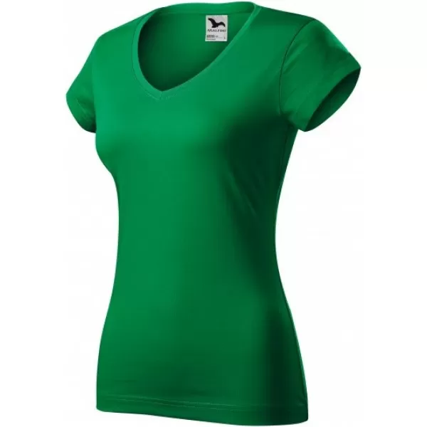  Tricou pentru femei MALFINI FIT V-NECK 162 VERDE MEDIU 