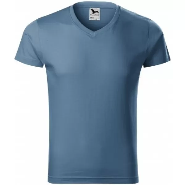 Tricou pentru bărbați MALFINI SLIM FIT V-NECK 146 DENIM 