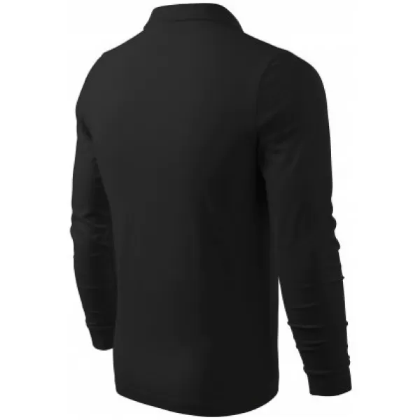  Tricou pentru bărbați cu mâneci lungi și guler MALFINI SINGLE J. LS 211 NEGRU 