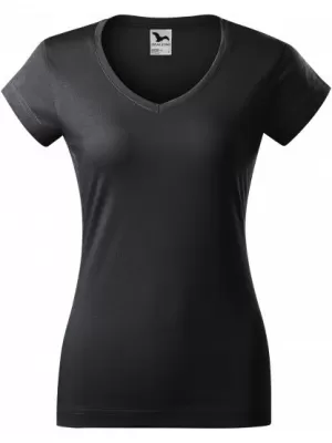 Tricou pentru femei MALFINI FIT V-NECK 162 GRI ABANOS