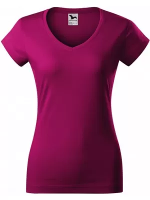 Tricou pentru femei MALFINI FIT V-NECK 162 ROȘU FUCSIA
