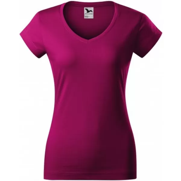  Tricou pentru femei MALFINI FIT V-NECK 162 ROȘU FUCSIA 