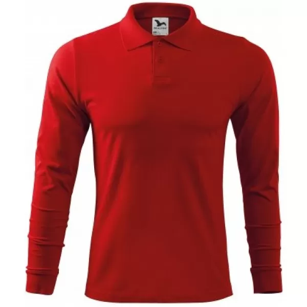  Tricou pentru bărbați cu mâneci lungi și guler MALFINI SINGLE J. LS 211 ROŞU 