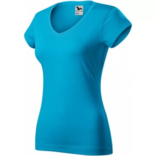 Tricou pentru femei MALFINI FIT V-NECK 162 TURCOAZ 