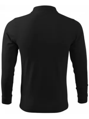 Tricou pentru bărbați cu mâneci lungi și guler MALFINI SINGLE J. LS 211 NEGRU