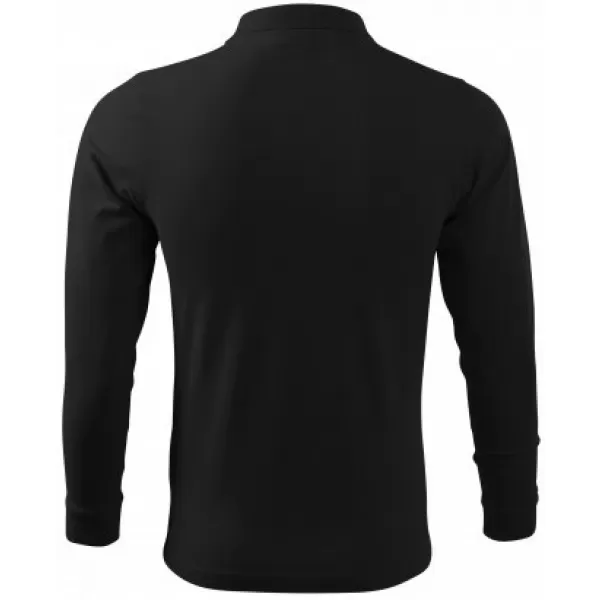  Tricou pentru bărbați cu mâneci lungi și guler MALFINI SINGLE J. LS 211 NEGRU 