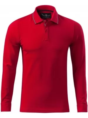 Tricou pentru bărbați cu mâneci lungi și guler MALFINI PREMIUM CONTRAST STRIPE LS 258 FORMULA ROSIE