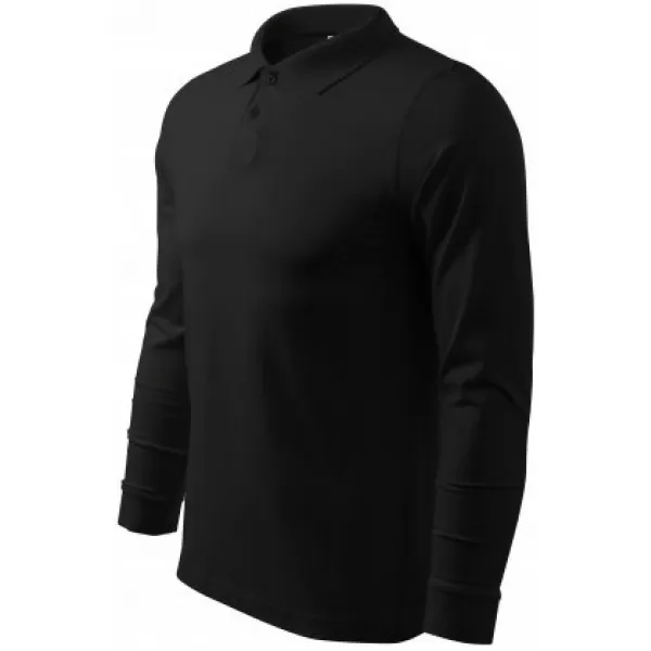  Tricou pentru bărbați cu mâneci lungi și guler MALFINI SINGLE J. LS 211 NEGRU 