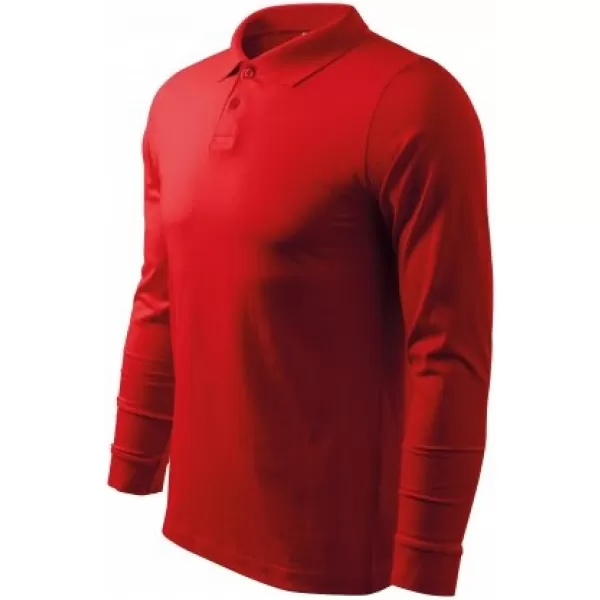  Tricou pentru bărbați cu mâneci lungi și guler MALFINI SINGLE J. LS 211 ROŞU 