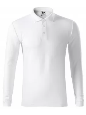 Tricou pentru bărbați cu mâneci lungi și guler MALFINI PIQUE POLO LS 221 ALB