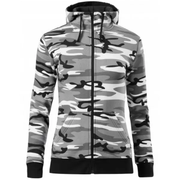  Hanorac de dama MALFINI CAMO ZIPPER C20 GRI CAMUFLAJ 