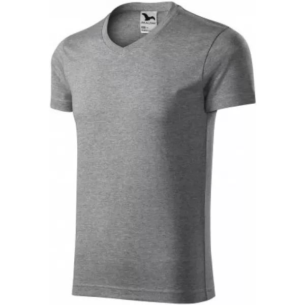  Tricou pentru bărbați MALFINI SLIM FIT V-NECK 146 EVIDENȚIERI GRI ÎNCHIS 