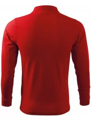 Tricou pentru bărbați cu mâneci lungi și guler MALFINI SINGLE J. LS 211 ROŞU