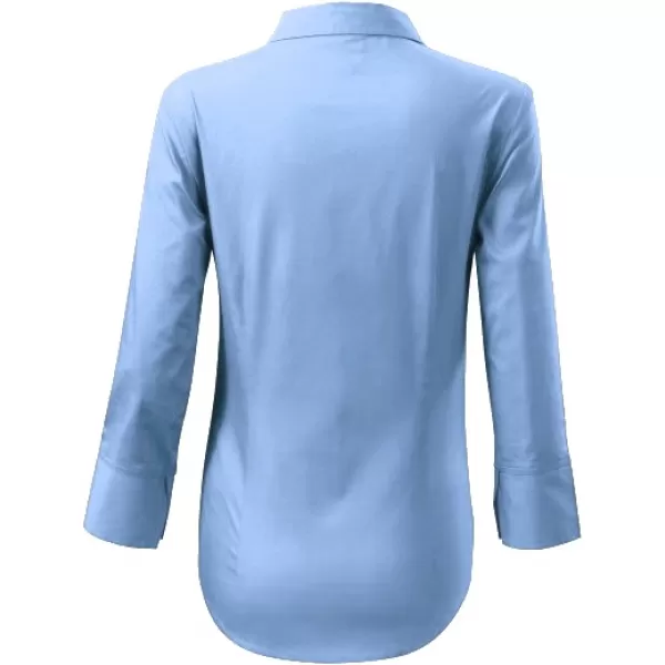  Cămașă de damă cu mâneci 3/4 MALFINI STYLE 218 ALBASTRU CERUL 
