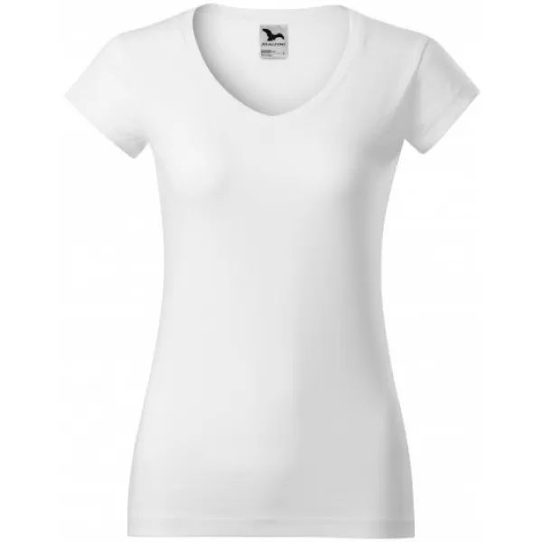  Tricou pentru femei MALFINI FIT V-NECK 162 ALB 