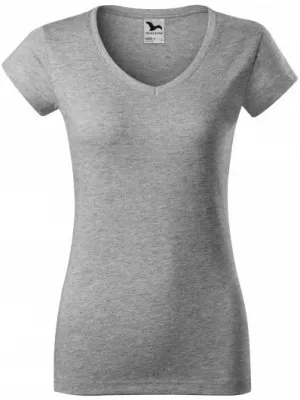 Tricou pentru femei MALFINI FIT V-NECK 162 EVIDENȚIERI GRI ÎNCHIS