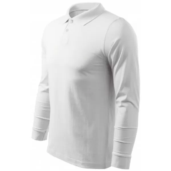  Tricou pentru bărbați cu mâneci lungi și guler MALFINI SINGLE J. LS 211 ALB 